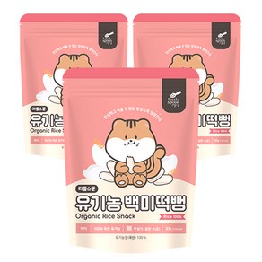 리틀스푼 유아용 유기농 백미떡뻥 과자 30g, 백미맛, 3개