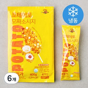 오늘의간식 포테이토 모짜소시지 핫도그 4개입 (냉동), 400g, 6개