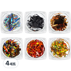 유리 홀로그램필름 네일파츠 6종 세트 KN-A4092, 혼합색상, 4개