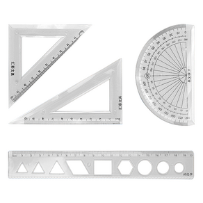 바코젤 소프트 삼각자 각도기 20cm 자 세트, 투명, 1세트