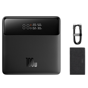 베이스어스 블레이드 2세대 100W 20000mAh HD 에디션 슬림 노트북 고출력 LED 디스플레이 보조배터리 + C to C 100W 초고속충전 케이블 50cm