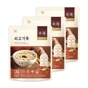 본죽 데워서 바로 먹는 쇠고기죽, 330g, 3개