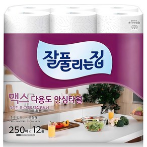 잘풀리는집 맥스 다용도 천연펄프 롤키친타올, 12개입, 12개