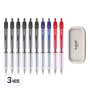 자바펜 나노라인 펜 0.3mm 검정 8p + 파랑 2p + 빨강 2p + 펜트레이 세트, 블랙(펜트레이), 3세트