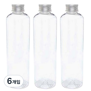 병도매닷컴 DT500 투명 음료용기 알루미늄 실버캡, 500ml, 6개