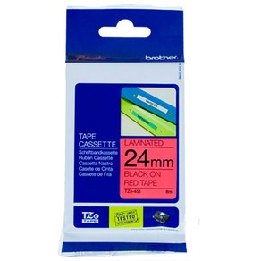 부라더 라벨테이프 TZe-451, 1개, TZe-451 [24mm 빨강/검정글씨]