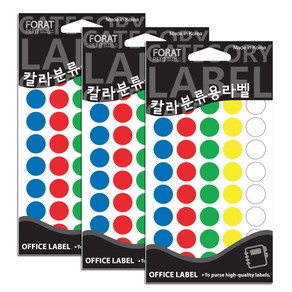 쁘띠팬시 칼라분류용라벨 원형 견출지 혼합 색상 20-302A 12p, 3개