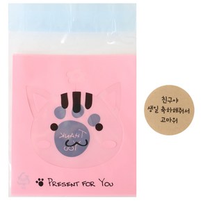 황씨네도시락 접착 애니멀 봉투 고양이 100p + 크라원형 스티커 친구야 생일축하해줘서 고마워 100p, 1세트