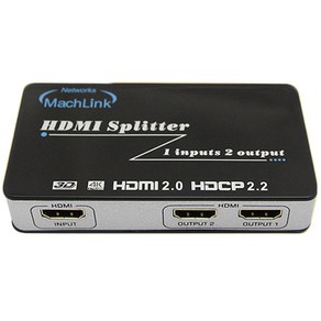 마하링크 HDMI 2.0 1대2 Ulta 4K 3D UHD 분배기 ML-HSP246, 혼합 색상, 1개