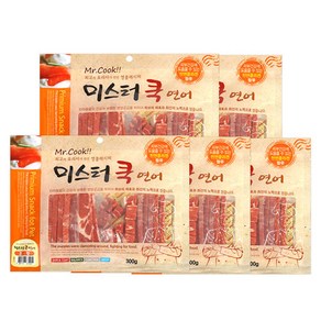 도그펜시아 미스터쿡 강아지 간식 큐브&슬라이스 혼합, 연어맛, 300g, 5개