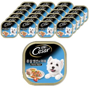 시저 흰살생선과 야채 반려동물 주식 캔, 100g, 24개