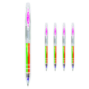 자바펜 네온3겔 멀티펜 0.5mm, 주황 + 연두 + 보라, 5개