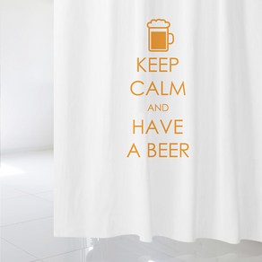 디자인수풀 샤워 커튼 KEEP BEER 1800 x 1880 mm + 스테인리스 고리, 1세트