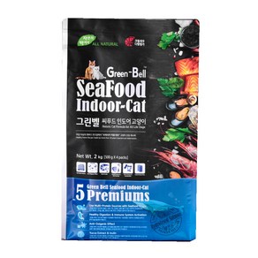 내츄럴큐브 그린벨 씨푸드 인도어 고양이 건식사료, 2kg, 1개