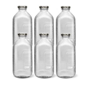 미르코리아 유리 주스병 실버캡, 500ml, 6개