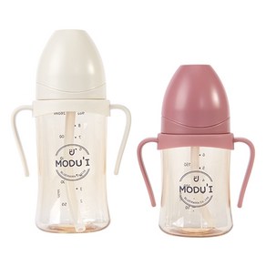 블루마마 모두아이 PPSU 빨대컵 2종 세트, 260ml(크림), 200ml(핑크), 1세트, 260ml