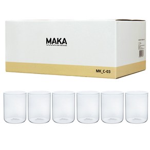 MAKA 심플 내열 유리컵 420ml C03, 6개