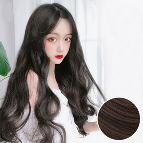 하이유니 웨이브 펌 붙임머리 헤어피스 60cm, 다크브라운, 3개