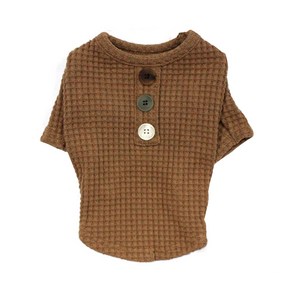 블랭크도그 강아지 신호등 단추 니트 티셔츠, BROWN, XL, 1개