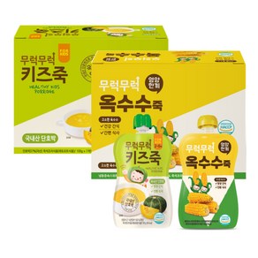 이유케어스 키즈 무럭무럭 죽 2종 x 7p 세트, 단호박맛, 옥수수맛, 1세트, 100g