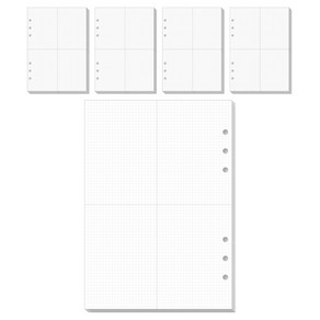 워너디스 A5 6공 기본 리필 속지 모눈 4분할 위클리 20매 x 5세트