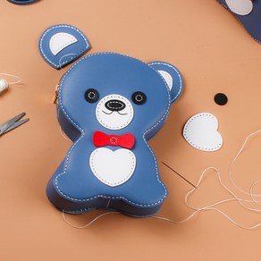 바이비드 Roga 귀여운 곰돌이 봉제 크로스백 DIY 패키지, 블루, 1세트