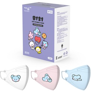 어린숨엣지 라인프렌즈 BT21 아트심볼 새부리형 컬러마스크 대형 KOYA 미니니 3종 x 10p 세트