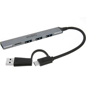 모비큐 2 in 1 하이브리드 A / C타입 5포트 USB 멀티 허브 EM-ACH5P, 스페이스 그레이, 1개