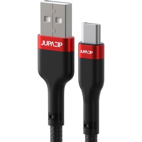 주파집 메탈쉴드 USB A타입-C타입 18W 고속충전 케이블, 2m, 블랙 + 레드, 1개