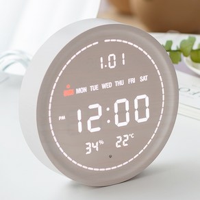 플라이토 와이파이 필링 원형 인테리어 LED 탁상 벽시계 ENG 18cm, 화이트