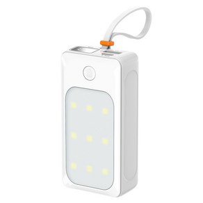 알로코리아 케이블 일체형 LED 랜턴 미니 보조배터리 9000mAh C타입, allo900L, 화이트