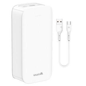 밸류엠 라이트 핏 보조배터리 30000mAh 멀티단자 + C타입 케이블 세트, VM-B2PA303P10W(보조배터리), 화이트