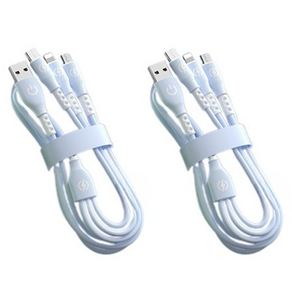 레디엘로 USB A타입-멀티단자 3 in 1 마카롱 고속 충전 케이블, 1.2m, 블루, 2개