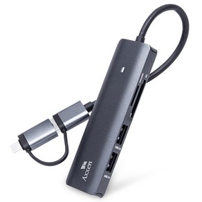 액센 MH21 5포트 USB 3.0 C타입 & USB-A 타입 듀얼 커넥터 멀티허브 MH21, 그레이, 1개