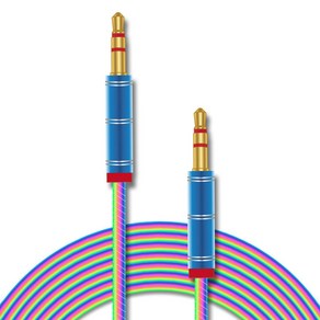 칼론 무지개 패브릭 AUX 스테레오 케이블, 블루, 1개