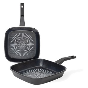 인터쿡 클래식 후라이팬세트 2개, 사각팬 27cm + 사각팬 27cm, 1세트, 블랙