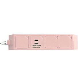 네모탭 고속충전 A타입 컬러 멀티탭 3구 SY-NB3 USB QC-2, 2.5m, 핑크, 1개