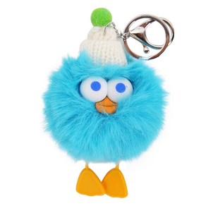 니뜨 폼폼 먼지 인형 키링, 12cm, 아쿠아, 1개
