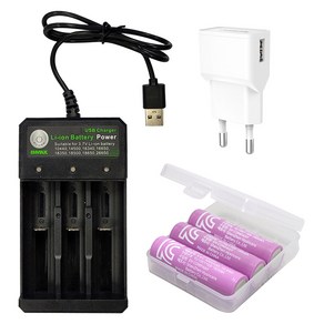 3000mAh 배터리 18650 3p + 3구 충전기 + USB 충전기 세트, 1세트