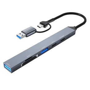 라온 6포트 카드리더기 멀티 USB 허브 RUH-602CA, 그레이, 1개