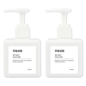 뉴앤룩 욕실 주방세제 디스펜서 일반형 250ml x 2p + Q 라벨 스티커 주방세제 2p 세트, 화이트, 1세트