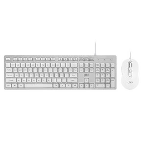 지클릭커 OFFICEPRO 저소음 키보드 + 마우스 세트, 실버(키보드) + 화이트(마우스), GMK-300, 일반형