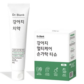 닥터블랭크 강아지 치약 닭고기향 80g + 멀티케어 손가락 칫솔티슈 30p 세트, 1세트