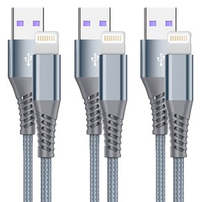 클로버나인 클로프 아이폰 USB 라이트닝 8핀 고속 충전 케이블, 그레이, 3개, 2m