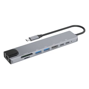 모락 프로토 8포트 Type-C DEX HDMI USB 3.0 이더넷 멀티 허브 MR-HUB8., 그레이, 1개