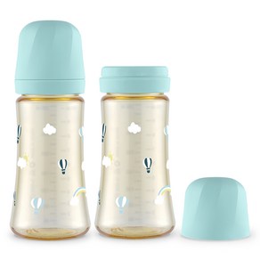 그로미미 유아용 PPSU 스카이벌룬 젖병 트윈팩, 크리미 블루, 300ml, 2개