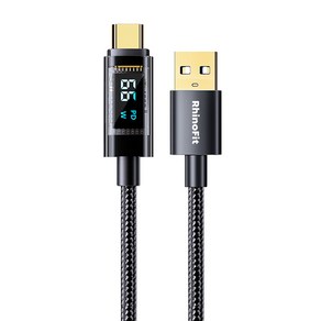 라이노핏 USB A-C타입 66W PD 고속 충전 투명 디스플레이 케이블, 1개, 2m