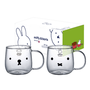 에지리 내열 유리 라운드 머그 380ml x 2종 세트, 미피, 보리스, 1세트
