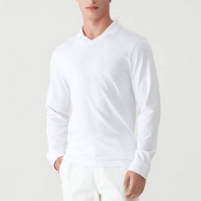 고스피어 남성용 STRIPE RIB V-NECK POLO T-SHIRT PM3FPK27