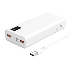 비니 고속충전 대용량 보조배터리 PD 20W 20000mAh + 8핀 케이블 세트, SPE-PA20DPQ, 화이트